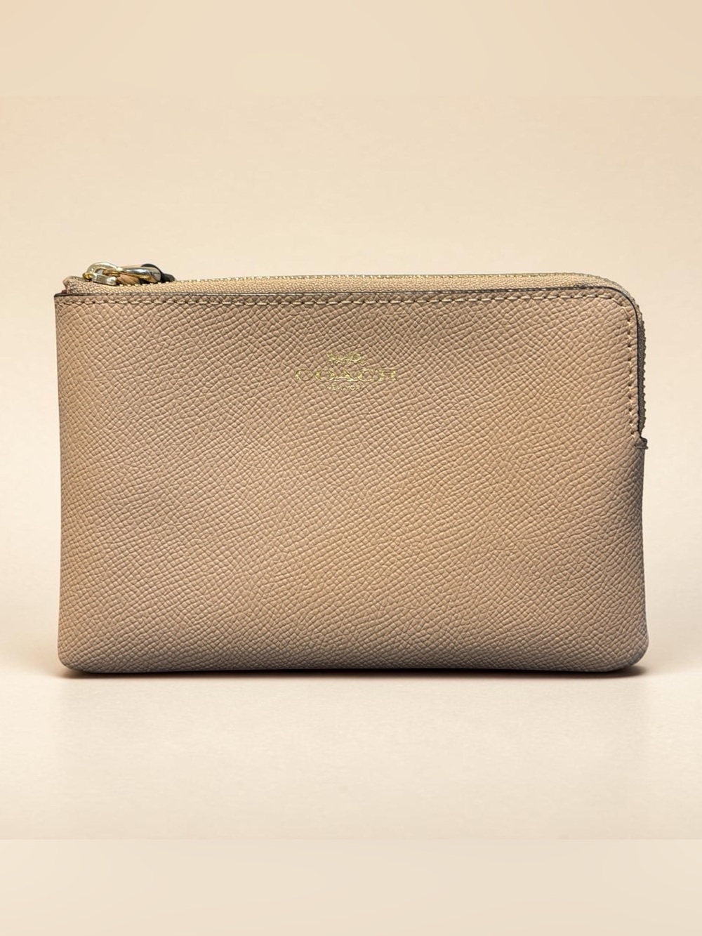 Coach Corner Zip Wristlet Taupe